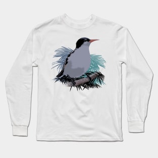 White Collared Monarch Bird Design Long Sleeve T-Shirt
